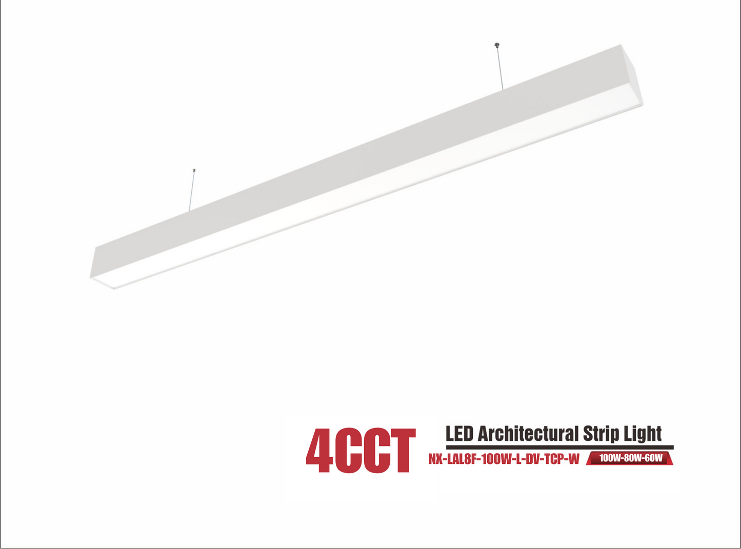 8 ft LED Architectural Linear Light  Up/Down Adjustable, White (NX-LAL8F-100W-L-DV-TCP-W)