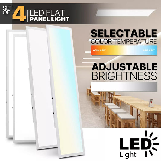 4 PACK 1x4 LED Panel Light Backlit Smart Ready 3CCT Wattage Adjustable 120-277V Dimmable ETL